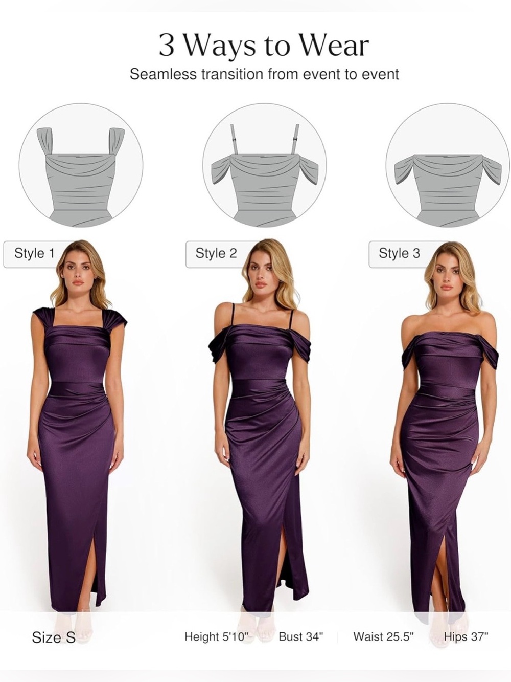 Popilush Shapewear Dress Womens Multi Wear Dresses Off The Shoulder Maxi Dress - Picture 2 of 9